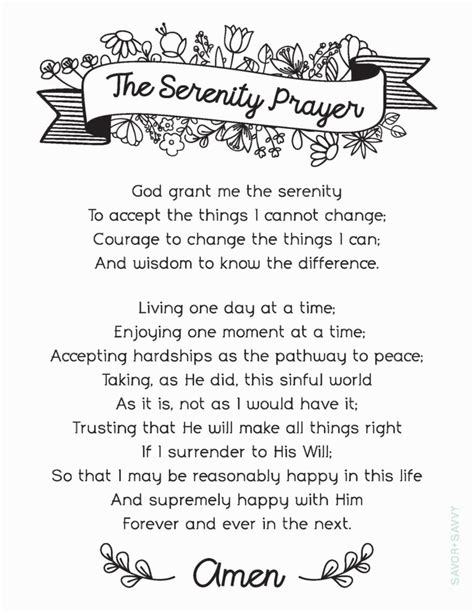 Serenity Prayer Printable Free Wall Art Savor Savvy