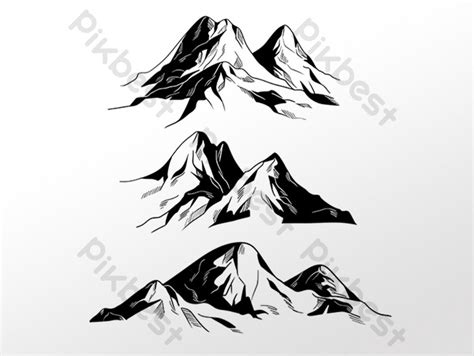 Line Drawing Ink Landscape Mountain PNG Images | PSD Free Download ...