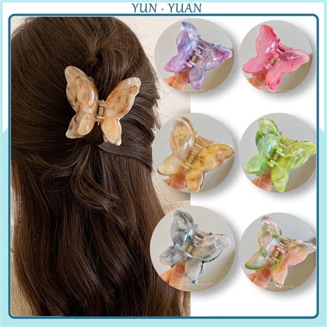 Yunyuan Cm Marble Acetic Acid Butterfly Women S Clip Cute Hair Clip