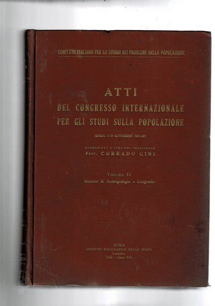 Atti Del Congresso Internazionale Per Gli Studi Sulla Popolazione Roma