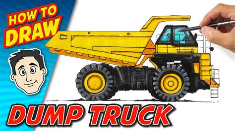 How To Draw A Dump Truck Easy Steps Youtube