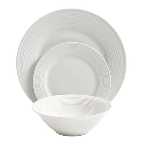 Gibson Home Everyday Embossed 12 Piece White Dinnerware Set