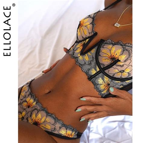 Ellolace Fancy Lingerie Floral Sexy Underwear Luxury Lace Deep V Bra