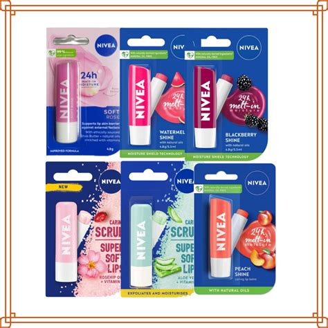 Nivea Lip Caring Lip Balmscrub 48g Soft Rose Blackberry Peach Watermelon Shopee Singapore