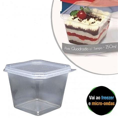 Pote Quadrado 250ml Pp Prafesta Ctampa 10 Unids Embalagens Descartáveis Em Geral Produtos