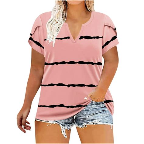 Kakina Cmsx Womens Tops Plus Casual Print Shirts Short Sleeve Loose