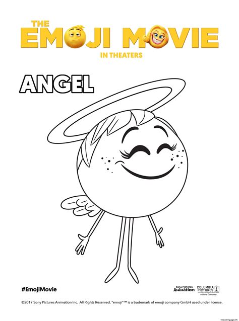 Angel Emoji Movie Coloring Pages Printable