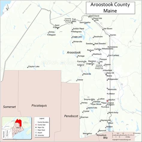 Map Of Aroostook County Maine Showing Cities Highways Important