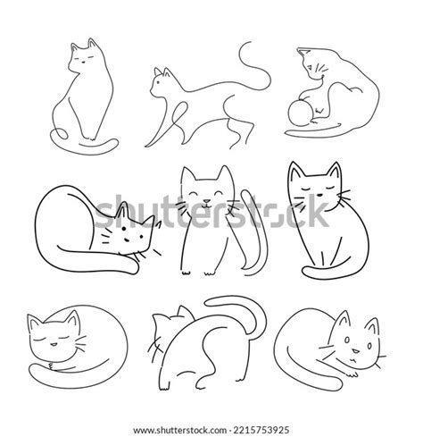 Minimalist Cats Drawing Set Cat Doodles Stock Vector (Royalty Free) 2215753925 | Shutterstock