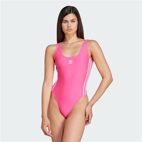 Adidas Adicolor 3 Stripes Swimsuit Pink Adidas Lk