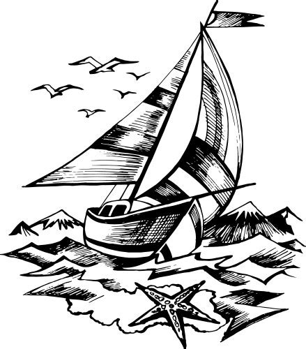 Boat drawing sailboat sketch Royalty Free Vector Image