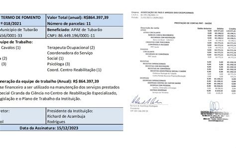 Prestação de Contas FUNDEB Complementar Outubro 2022 Apae Tubarão