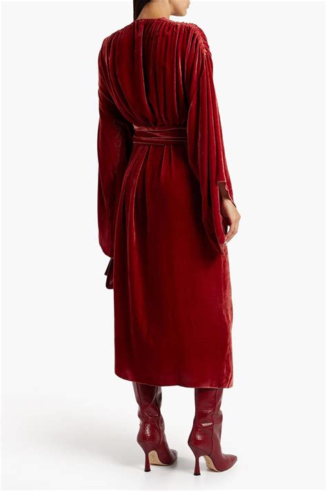 Maria Lucia Hohan Olina Ruched Velvet Midi Wrap Dress The Outnet