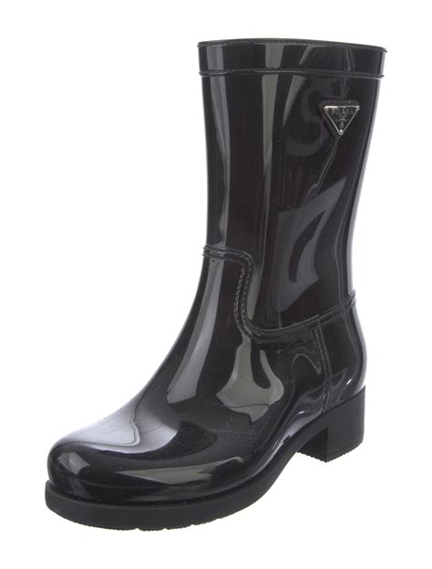 Prada Patent Leather Rain Boots Black Boots Shoes Pra746869 The