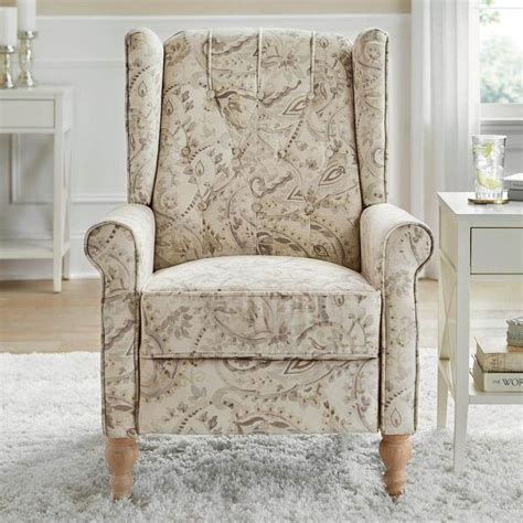 StyleWell Cream Paisley Fabric Standard No Motion Recliner With