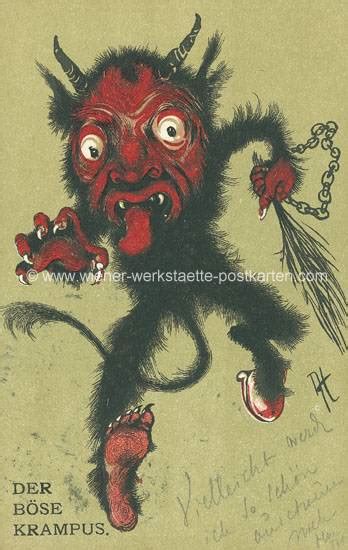 Litho Krampus 1904 Wiener Werkstätte Postkarten