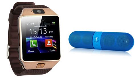 Buy Zemini DZ09 Smartwatch And Facebook Pill Bluetooth Speaker For