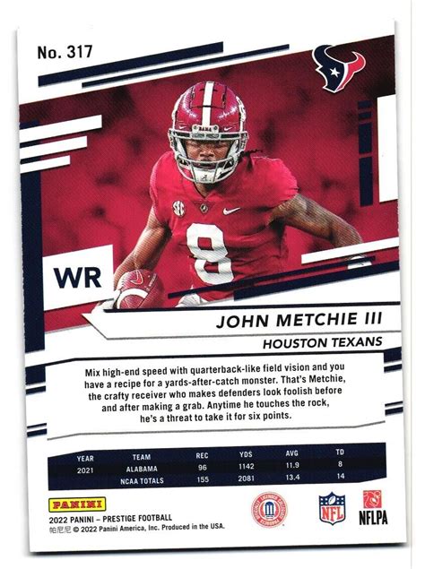 Panini Prestige Rookies Xtra Points Astral John Metchie Iii