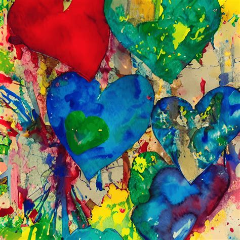 Abstract Hearts Painting · Creative Fabrica