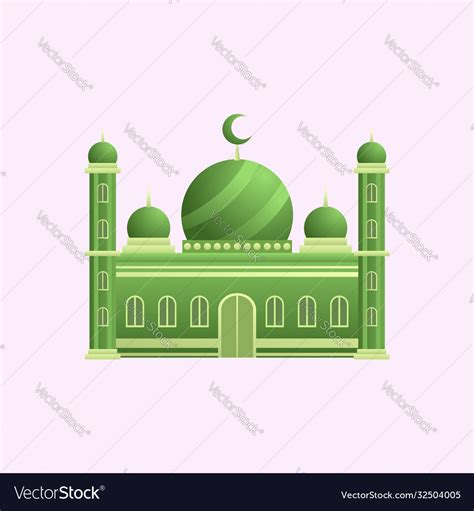 A Green Mosque With Dome Royalty Free Vector Image