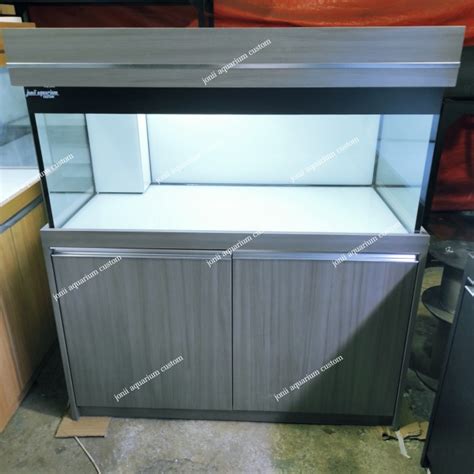 Jual Aquarium Custom Kabinet 120x60x50 10mm Stiker Putih Kabinet Grey