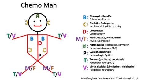 chemo_man_visual_mnemonic [TUSOM | Pharmwiki] | Chemo, Nursing school ...