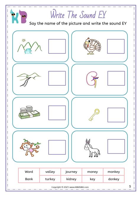 Words Ending With Ey Kindergarten Worksheet Free Phonics