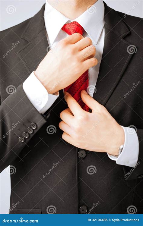 Man Adjusting His Tie Stock Image Image Of Graduation 32104485