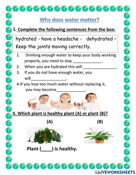 Importance Of Drinking Water Pe And Health Health Lesson Worksheets Library