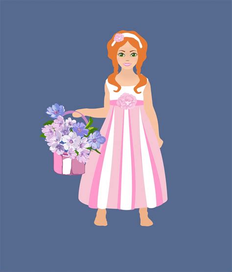 Wedding Flower Girl, Set of Vector Clipart for Card, Digital File ...