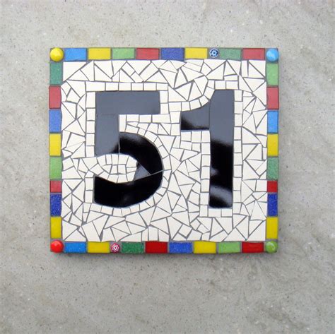 Custom Mosaic House Number Sign Plaque Street Address Yard Idee