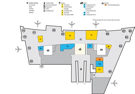 Tampa Airport Map (TPA) - Printable Terminal Maps, Shops, Food ...