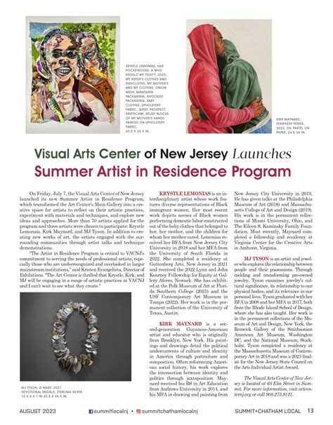 Summit Chatham Local VACNJ Launches Summer Artist In Residence