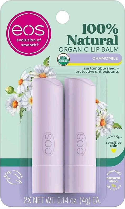 Eos 100 Natural And Organic Lip Balm Chamomile Dermatologist Recommended For Sensitive Skin