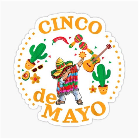 Dabbing Mexican Poncho Cinco De Mayo Boys Men Sombrero Dab Copy Sticker By Emilyg19pa Redbubble