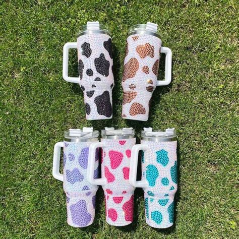 Cow Print Rhinestone Tumblers Etsy