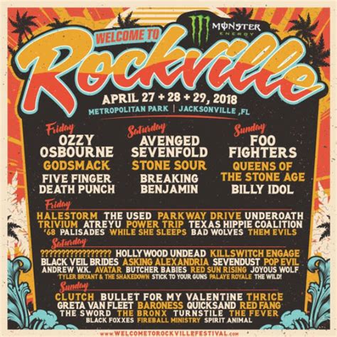 Welcome To Rockville Lineup Announced Ozzy Osbourne Foo Fighters