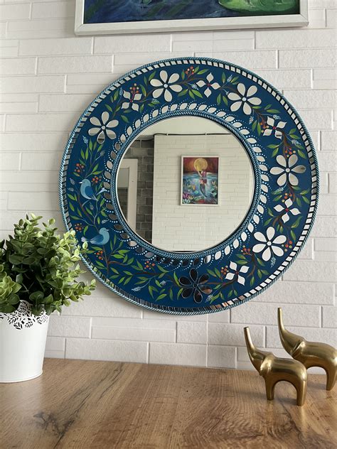 Decorative Round Mirror, Mirror Work, for Living Room, for Bathroom ...