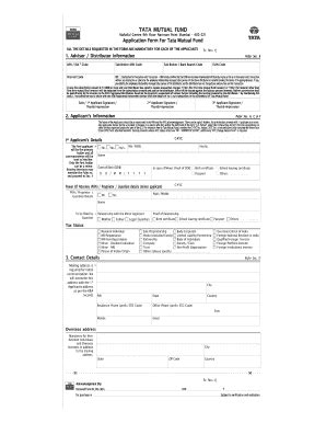 Fillable Online Application Form For Tata Mutual Fund Fax Email Print