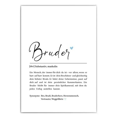 Bruder Definition Poster Pers Nliche Geschenkidee Zum Geburtstag