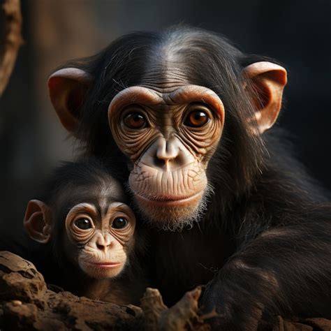 Premium Photo | Photo of a baby chimpanzee with its mother