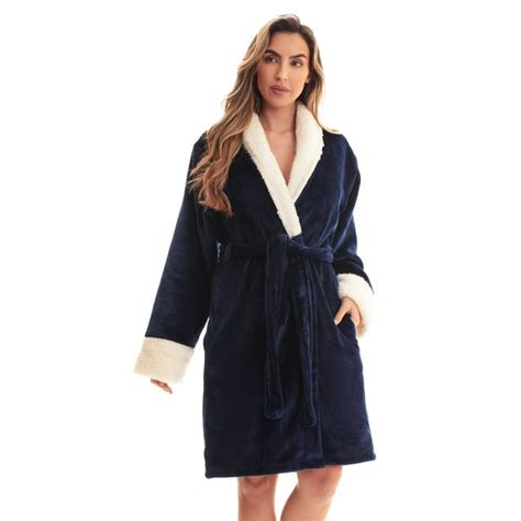 Just Love Solid Kimono Robes For Women Navy Sherpa 3x