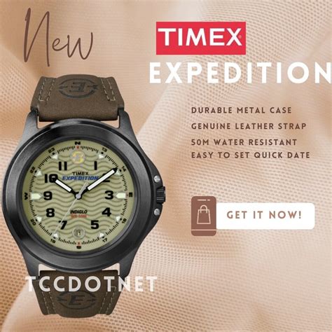 Timex Men S T47012 Expedition Metal Field Brown Leather Strap Watch New W Case Ebay