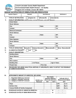 Fillable Online Notification Of Demolition And Renovation Form Docx