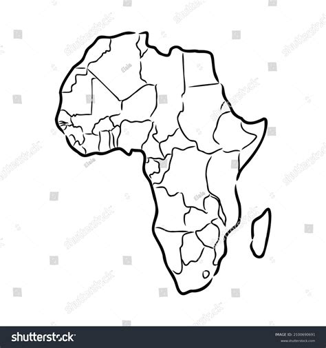 Africa Map Outline Graphic Freehand Drawing Stock Vector Royalty Free