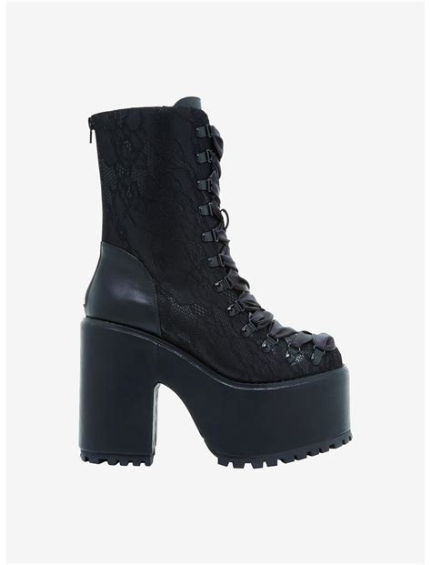 Yru Black Lace Platform Boots Hot Topic