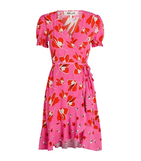 Womens DVF Diane Von Furstenberg Multi Floral Joanna Mini Dress