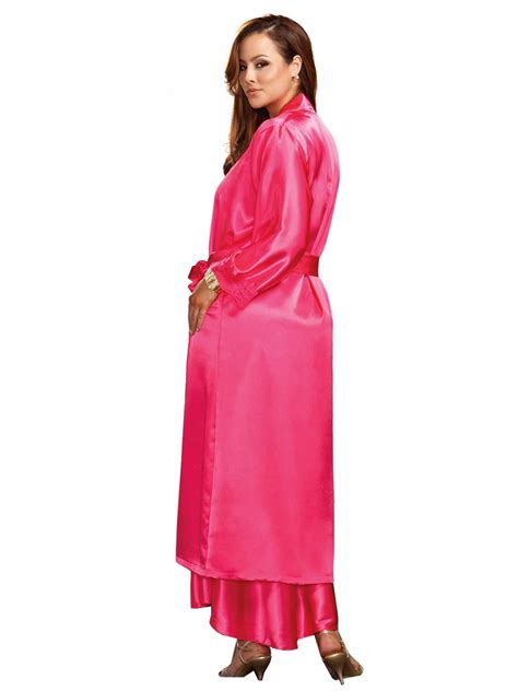 Full Figure Plus Size Long Satin Robe Ebay