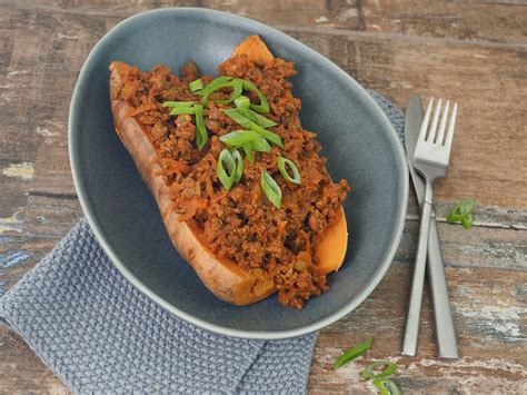 Savoury Minced Beef Loaded Sweet Potato Paleo Gluten Free The