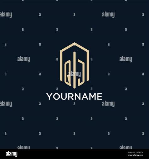 QJ Initial Monogram Logo With Hexagonal Shape Style Real Estate Logo